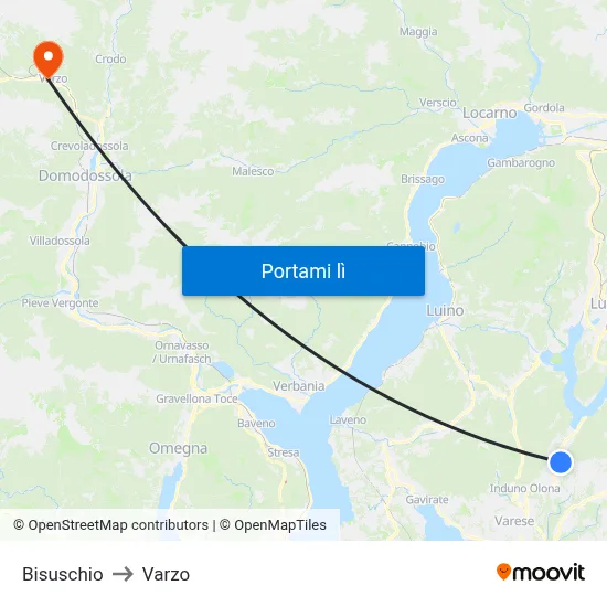 Bisuschio to Varzo map