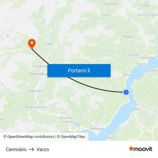 Cannobio to Varzo map