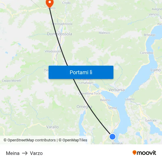 Meina to Varzo map
