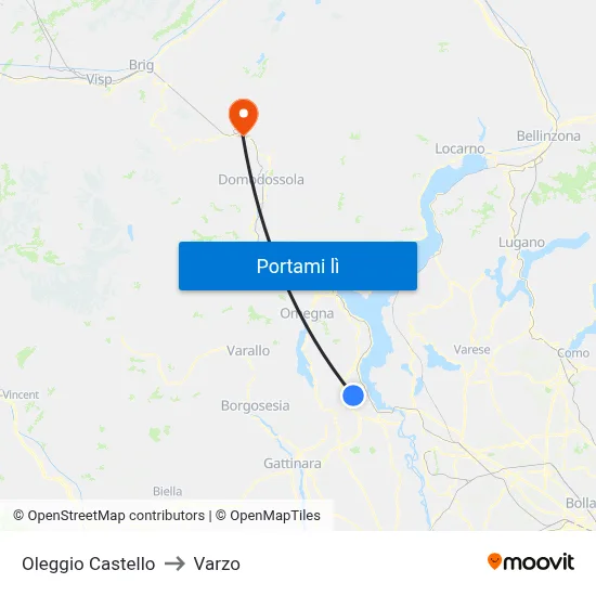Oleggio Castello to Varzo map