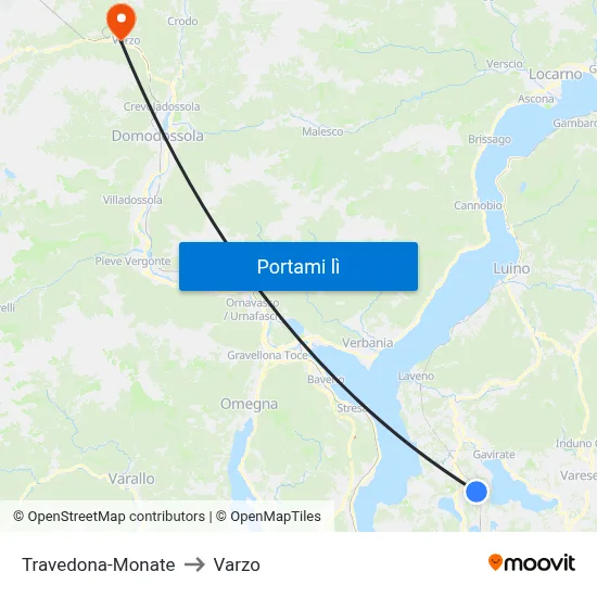 Travedona-Monate to Varzo map