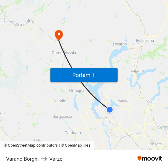 Varano Borghi to Varzo map