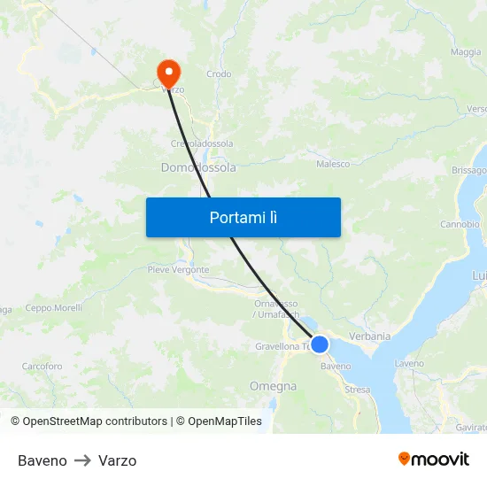 Baveno to Varzo map