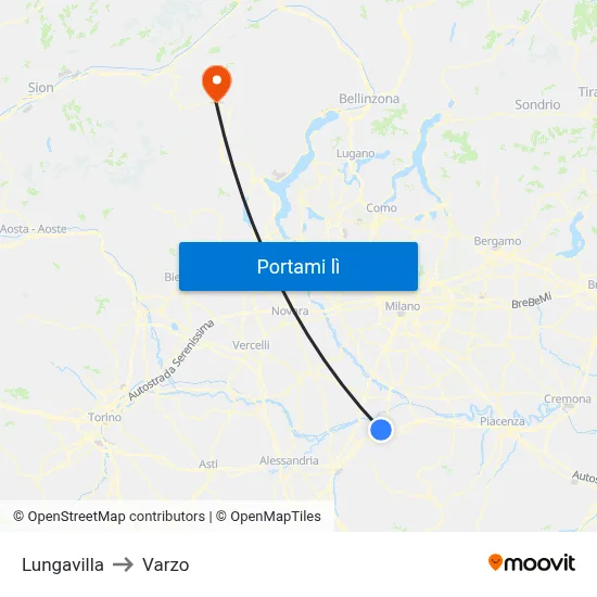 Lungavilla to Varzo map