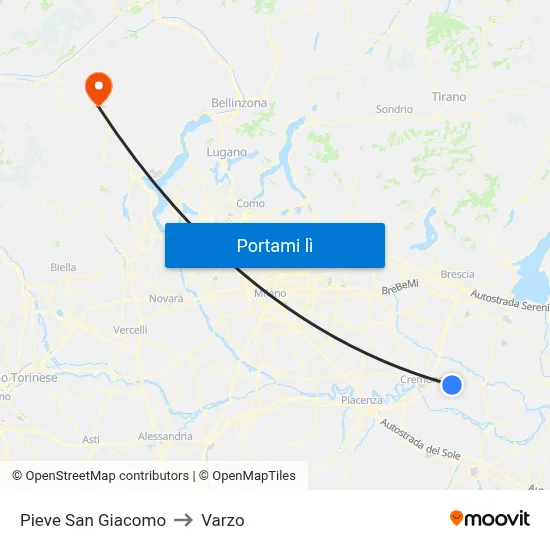 Pieve San Giacomo to Varzo map