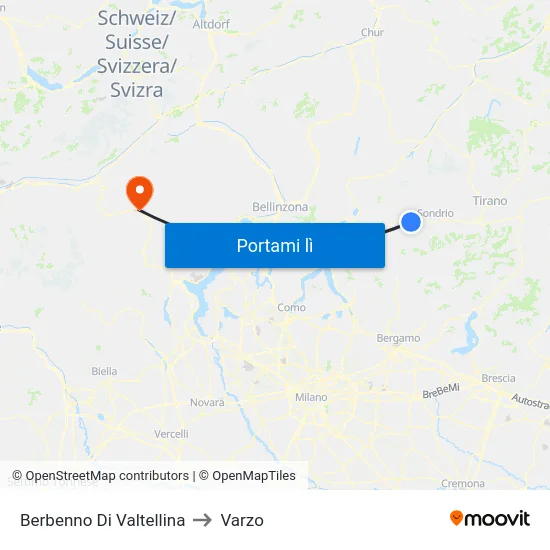 Berbenno Di Valtellina to Varzo map