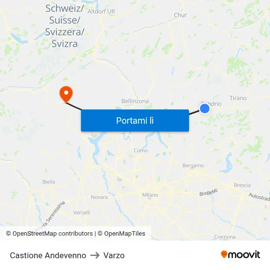 Castione Andevenno to Varzo map