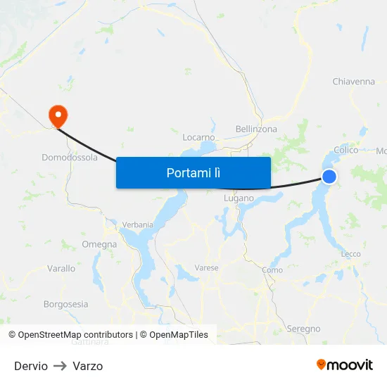 Dervio to Varzo map