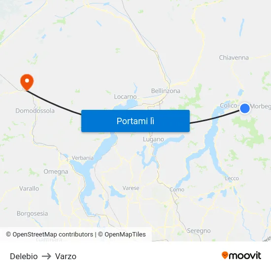 Delebio to Varzo map
