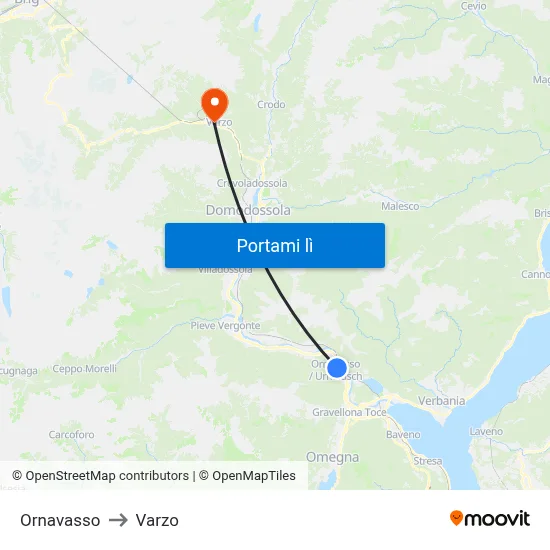 Ornavasso to Varzo map