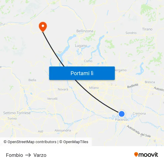 Fombio to Varzo map