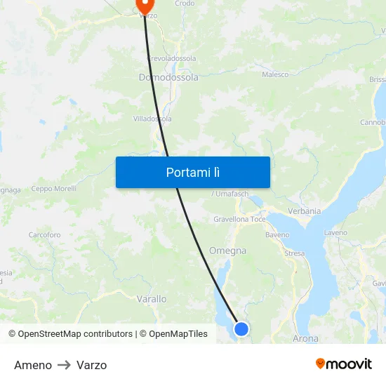 Ameno to Varzo map