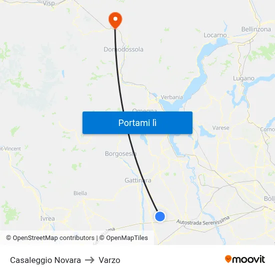 Casaleggio Novara to Varzo map