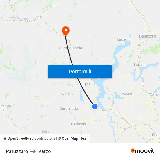 Paruzzaro to Varzo map