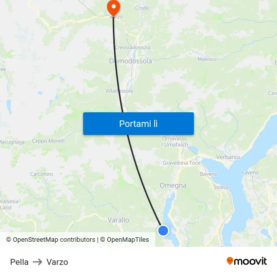Pella to Varzo map