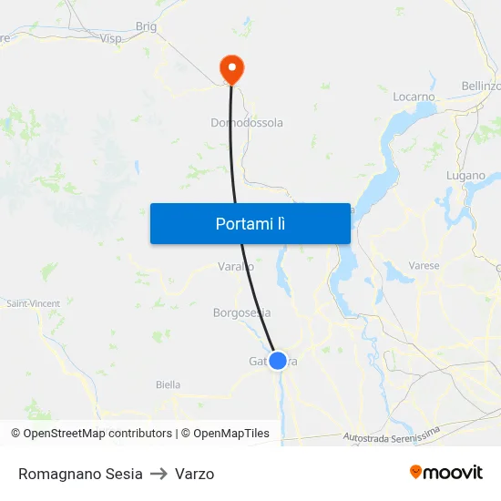 Romagnano Sesia to Varzo map