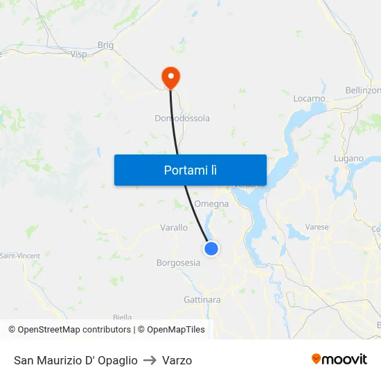 San Maurizio D' Opaglio to Varzo map