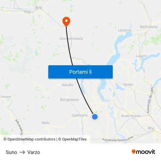 Suno to Varzo map