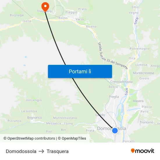 Domodossola to Trasquera map