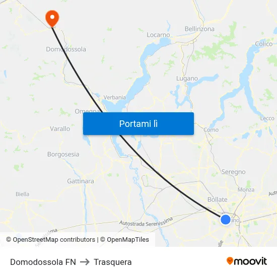 Domodossola FN to Trasquera map