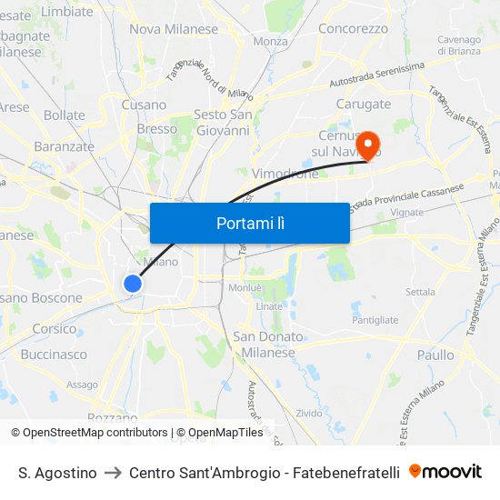 S. Agostino to Centro Sant'Ambrogio - Fatebenefratelli map