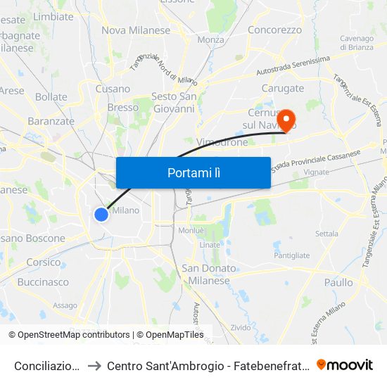 Conciliazione to Centro Sant'Ambrogio - Fatebenefratelli map