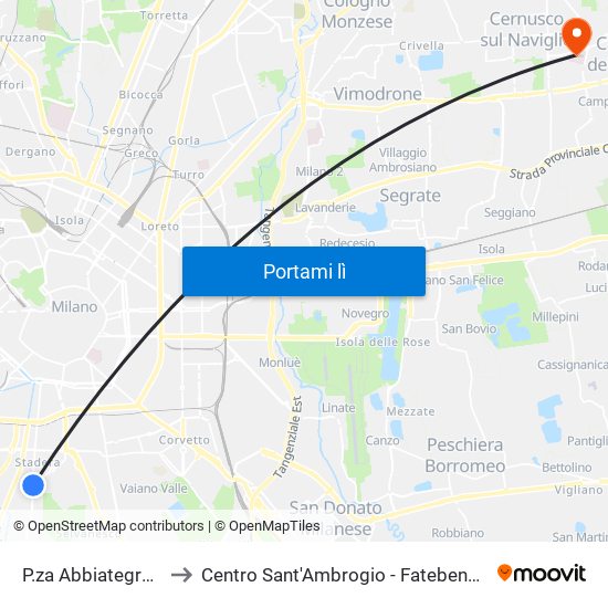 P.za Abbiategrasso to Centro Sant'Ambrogio - Fatebenefratelli map