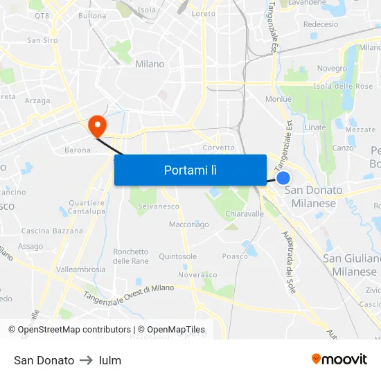 San Donato to Iulm map
