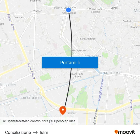 Conciliazione to Iulm map