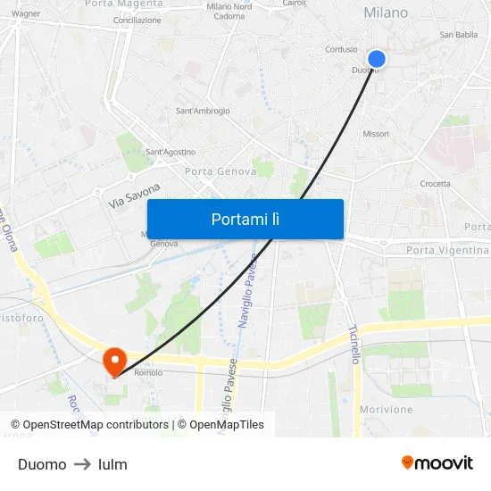 Duomo to Iulm map