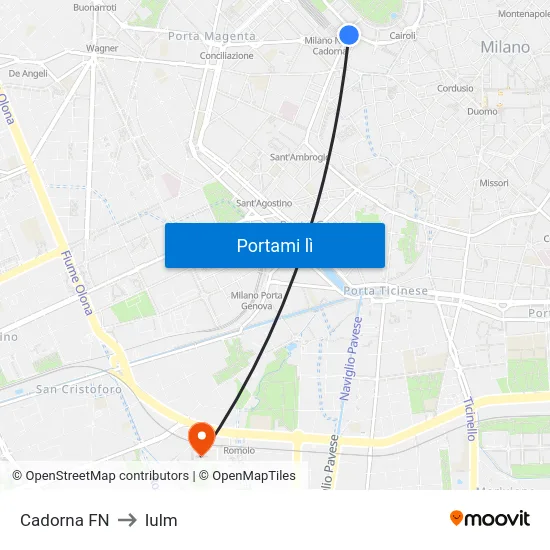 Cadorna FN to Iulm map
