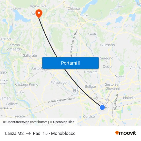 Lanza M2 to Pad. 15 - Monoblocco map