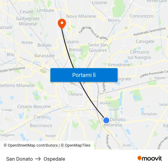 San Donato to Ospedale map