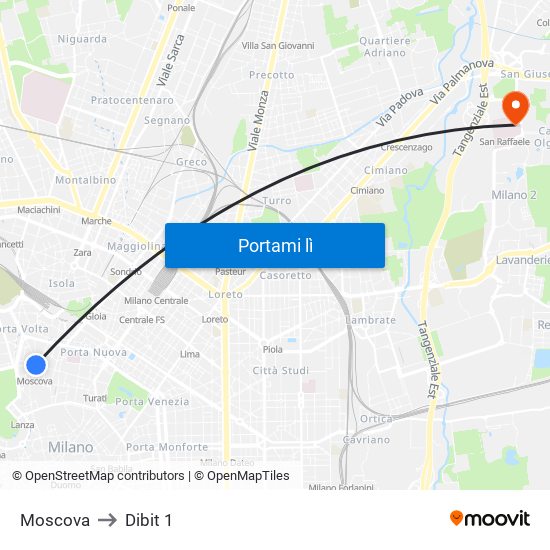 Moscova to Dibit 1 map