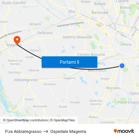P.za Abbiategrasso to Ospedale Magenta map