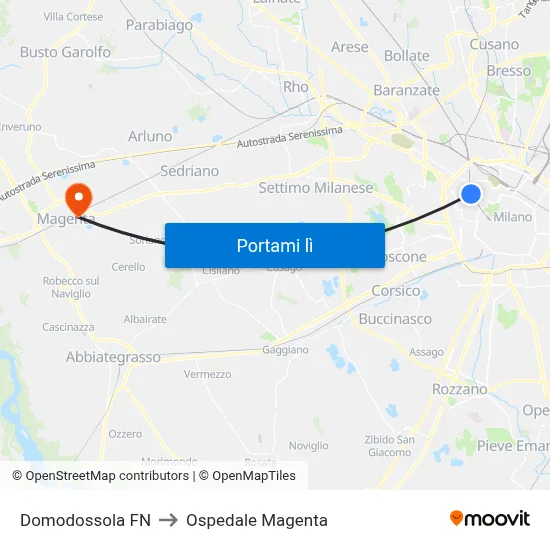 Domodossola FN to Ospedale Magenta map