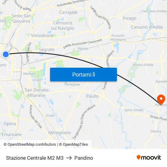 Stazione Centrale M2 M3 to Pandino map