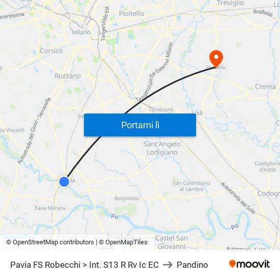 Pavia FS Robecchi > Int. S13 R Rv Ic EC to Pandino map