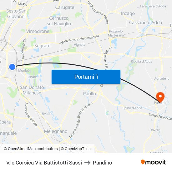 V.le Corsica Via Battistotti Sassi to Pandino map