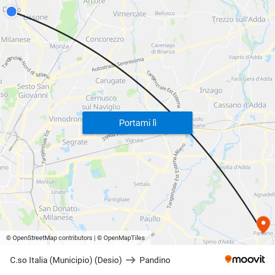 C.so Italia (Municipio) (Desio) to Pandino map