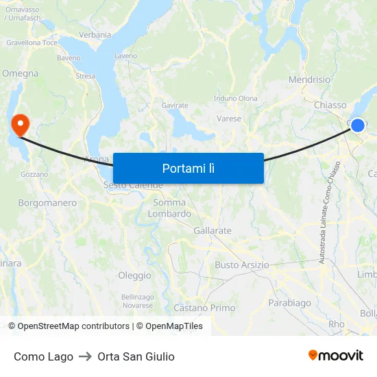 Como Lago to Orta San Giulio map