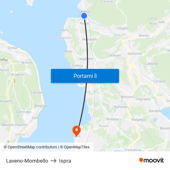 Laveno-Mombello to Ispra map