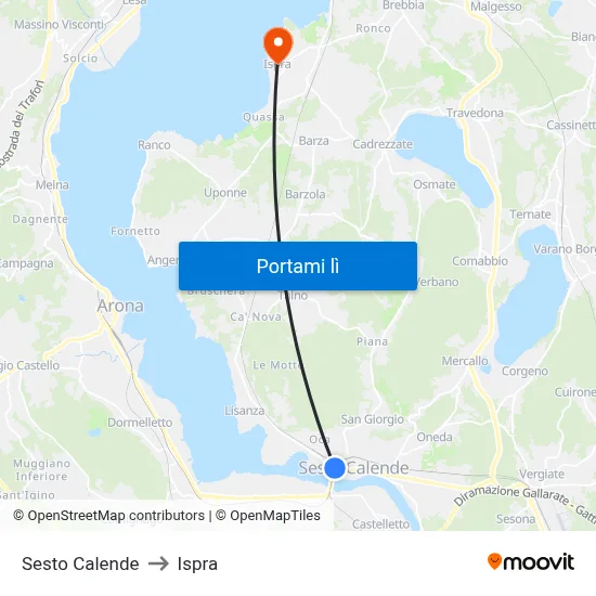 Sesto Calende to Ispra map
