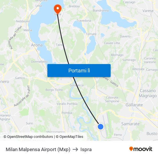 Milan Malpensa Airport (Mxp) to Ispra map