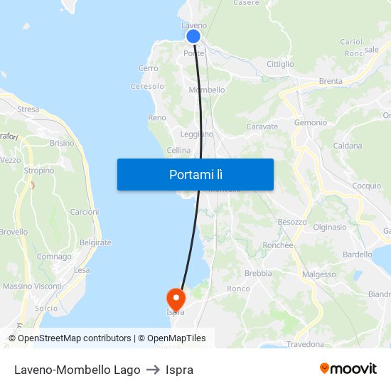 Laveno-Mombello Lago to Ispra map