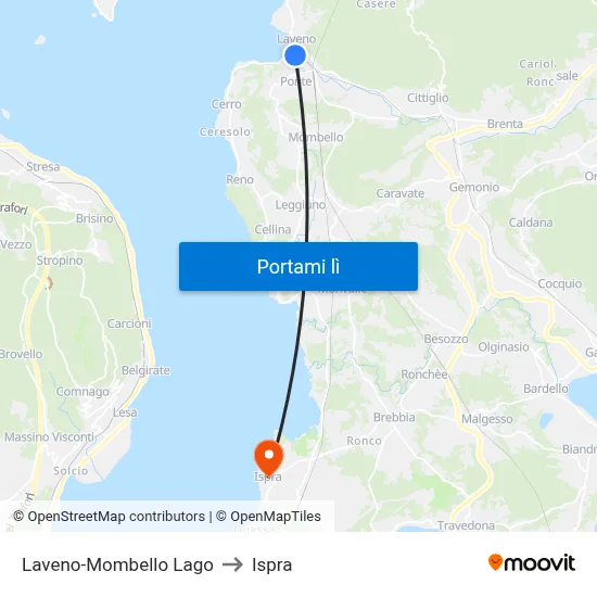 Laveno-Mombello Lago to Ispra map