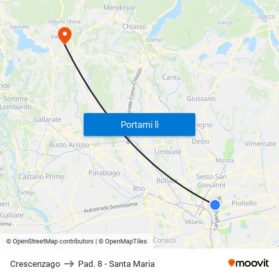 Crescenzago to Pad. 8 - Santa Maria map