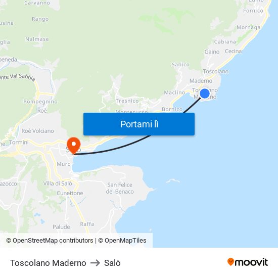 Toscolano Maderno to Salò map