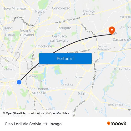 C.so Lodi Via Scrivia to Inzago map