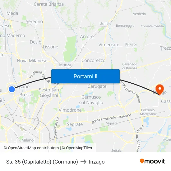Ss. 35 (Ospitaletto) (Cormano) to Inzago map